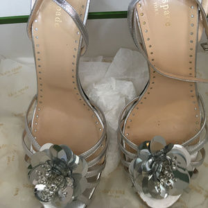 Kate Spade UniqueSequin-Flowered Metallic Stilleto